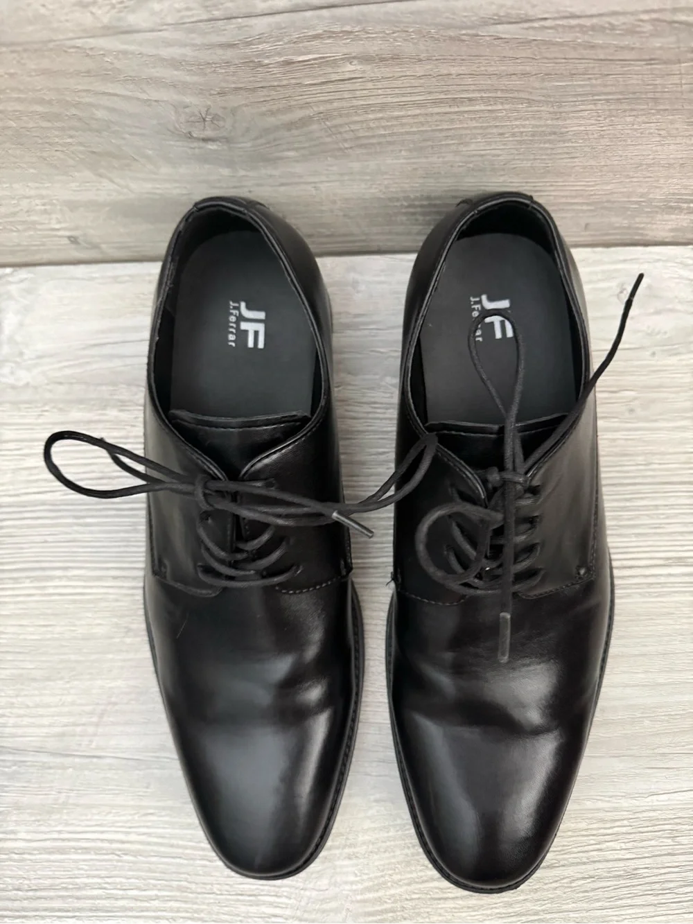J F Corvus Classic Black Derby Shoes - Men's Dress Oxfords size 9.5